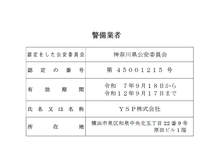 YSP 警備業 標識_1